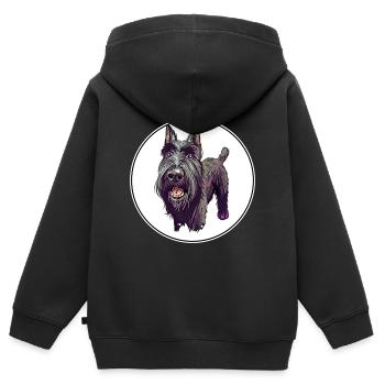 Mittelschnauze Standard Schnauzer Illustration de chien - Sweat Premium à capuche zippé enfant bio - noir - Dos - AI Model Kid Male (0cm)