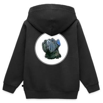 Mittelschnauze Standard Schnauzer Illustration de chien - Sweat Premium à capuche zippé enfant bio - noir - Dos - AI Model Kid Male (0cm)