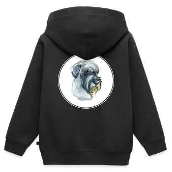 Mittelschnauze Standard Schnauzer Illustration de chien - Sweat Premium à capuche zippé enfant bio - noir - Dos - AI Model Kid Male (0cm)