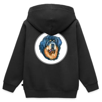 Tibetischer Mastiff Hund Aquarell Skizze Illustration - Kinder Premium Organic Zip Hoodie - Schwarz - Hinten - AI Model Kid Male (0cm)