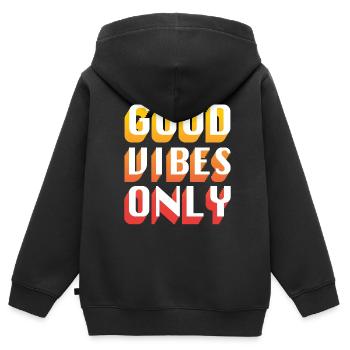 Nur gute Stimmung - Kinder Premium Organic Zip Hoodie - Schwarz - Hinten - AI Model Kid Male (0cm)
