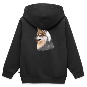 Alaskan Klee Kai Dog Aquarelle Illustration - Sweat Premium à capuche zippé enfant bio - noir - Dos - AI Model Kid Male (0cm)