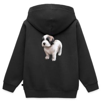 Moscow Watchdog Dog Watercolor Sketch Illustration - Kids Premium Organic Zip-up Hoodie - black - Back - AI Model Kid Male (0cm)
