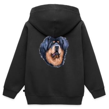 Tibetischer Mastiff Hund Aquarell Skizze Illustration - Kinder Premium Organic Zip Hoodie - Schwarz - Hinten - AI Model Kid Male (0cm)