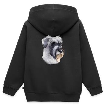 Mittelschnauze Standard Schnauzer Illustration de chien - Sweat Premium à capuche zippé enfant bio - noir - Dos - AI Model Kid Male (0cm)