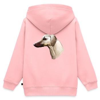 Sloughi Hund Aquarell Skizze Illustration - Kinder Premium Organic Zip Hoodie - Rosa - Hinten - AI Model Kid Female (0cm)
