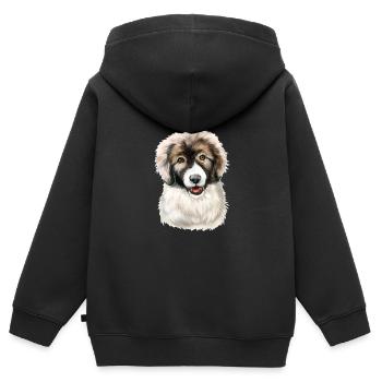 Berger des Carpates Chiot Chien Aquarelle Illustrat - Sweat Premium à capuche zippé enfant bio - noir - Dos - AI Model Kid Male (0cm)