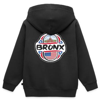 Bronx USA Drapeau des États-Unis Badge souvenir de voyage - Sweat Premium à capuche zippé enfant bio - noir - Dos - AI Model Kid Male (0cm)