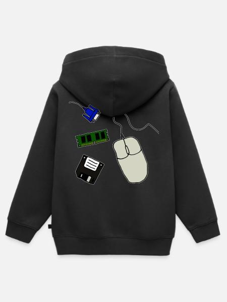 Retro Computer - Kinder Premium Organic Zip Hoodie - Schwarz