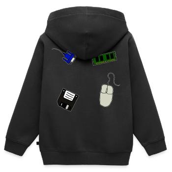 Retro Computer Floppy VGA Mouse Memory - Kids Premium Organic Zip-up Hoodie - black - Back - AI Model Kid Male (0cm)