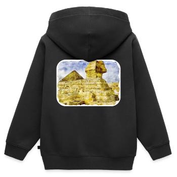 Cairo Egypt Watercolor Sketch Drawn Illustration - Kids Premium Organic Zip-up Hoodie - black - Back - AI Model Kid Male (0cm)