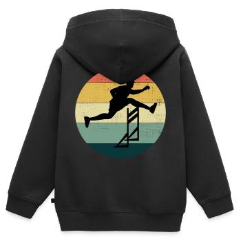 Hürden Hürdenlauf Hürdenläufer Läufer Athleten - Kinder Premium Organic Zip Hoodie - Schwarz - Hinten - AI Model Kid Male (0cm)