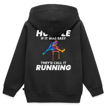 Hürden Hürdenlauf Hürdenläufer Läufer Athleten - Kinder Premium Organic Zip Hoodie - Schwarz - Hinten - AI Model Kid Male (0cm)