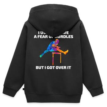 Hürden Hürdenlauf Hürdenläufer Läufer Athleten - Kinder Premium Organic Zip Hoodie - Schwarz - Hinten - AI Model Kid Male (0cm)