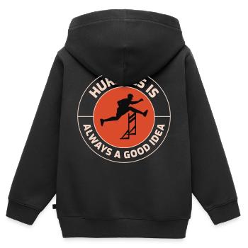Hürden Hürdenlauf Hürdenläufer Läufer Athleten - Kinder Premium Organic Zip Hoodie - Schwarz - Hinten - AI Model Kid Male (0cm)