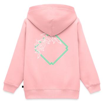 Natur Rahmen Quadrat Blatt Verzierung - Kinder Premium Organic Zip Hoodie - Rosa - Hinten - AI Model Kid Female (0cm)