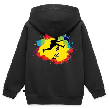 Hürden Hürdenlauf Hürdenläufer Läufer Athleten - Kinder Premium Organic Zip Hoodie - Schwarz - Hinten - AI Model Kid Male (0cm)