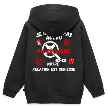 Accro au Cyclisme - Sweat Premium à capuche zippé enfant bio - noir - Dos - AI Model Kid Male (0cm)