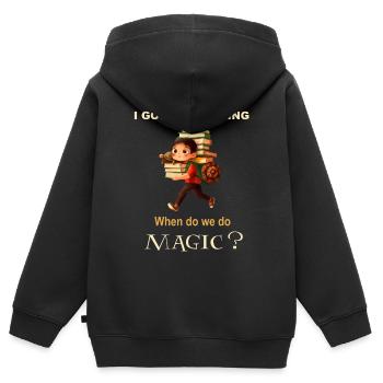 Laissez les petits avoir leur imagination - Sweat Premium à capuche zippé enfant bio - noir - Dos - AI Model Kid Male (0cm)