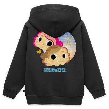 Sternzeichen Zwillinge - Kinder Premium Organic Zip Hoodie - Schwarz - Hinten - AI Model Kid Male (0cm)