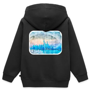 Shanghai China Aquarell Skizze Illustration - Kinder Premium Organic Zip Hoodie - Schwarz - Hinten - AI Model Kid Male (0cm)