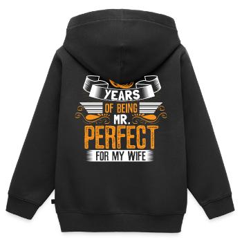 Mariage Mari Cadeau de mariage - Sweat Premium à capuche zippé enfant bio - noir - Dos - AI Model Kid Male (0cm)