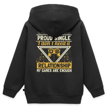Indépendance unique - Sweat Premium à capuche zippé enfant bio - noir - Dos - AI Model Kid Male (0cm)