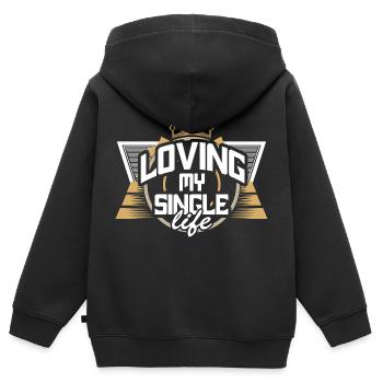Cadeau d’amour d’indépendance unique - Sweat Premium à capuche zippé enfant bio - noir - Dos - AI Model Kid Male (0cm)