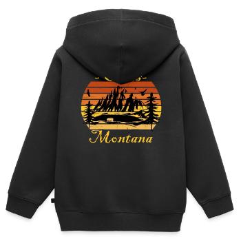 Crans Montana - Kinder Premium Organic Zip Hoodie - Schwarz - Hinten - AI Model Kid Male (0cm)