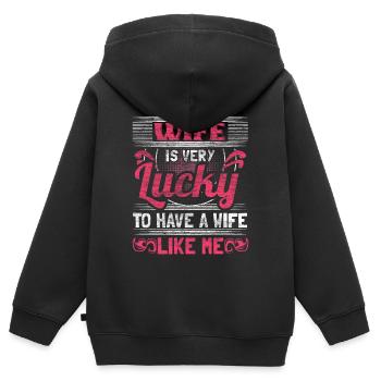 Homo Ehe LGBT+ Geschenk - Kinder Premium Organic Zip Hoodie - Schwarz - Hinten - AI Model Kid Male (0cm)