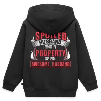 Mariage Gay Anniversaire Amour Idée Cadeau - Sweat Premium à capuche zippé enfant bio - noir - Dos - AI Model Kid Male (0cm)