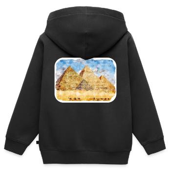 Kairo Ägypten Aquarell Skizze Gezeichnete Illustration - Kinder Premium Organic Zip Hoodie - Schwarz - Hinten - AI Model Kid Male (0cm)