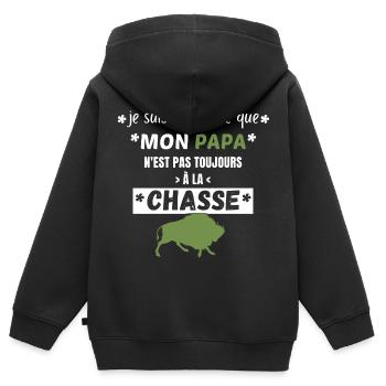 Voilà la preuve que papa n'est pas en chasse - Sweat Premium à capuche zippé enfant bio - noir - Dos - AI Model Kid Male (0cm)