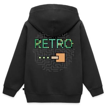 Retro Text & Maze Shooter Game - Kids Premium Organic Zip-up Hoodie - black - Back - AI Model Kid Male (0cm)