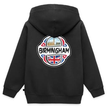 Birmingham Royaume-Uni Royaume-Uni Drapeau Souvenir de voyage - Sweat Premium à capuche zippé enfant bio - noir - Dos - AI Model Kid Male (0cm)