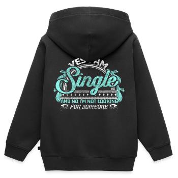 Single Beziehung Geschenkidee - Kinder Premium Organic Zip Hoodie - Schwarz - Hinten - AI Model Kid Male (0cm)