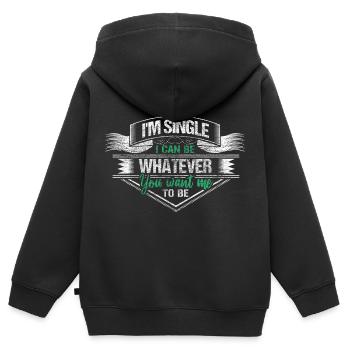 Single Partnerschaft Geschenk - Kinder Premium Organic Zip Hoodie - Schwarz - Hinten - AI Model Kid Male (0cm)