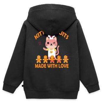 Kitty Biscuits Made With Love - Kinder Premium Organic Zip Hoodie - Schwarz - Hinten - AI Model Kid Male (0cm)