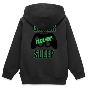 Gamer schläft nie - Kinder Premium Organic Zip Hoodie - Schwarz - Hinten - AI Model Kid Male (0cm)