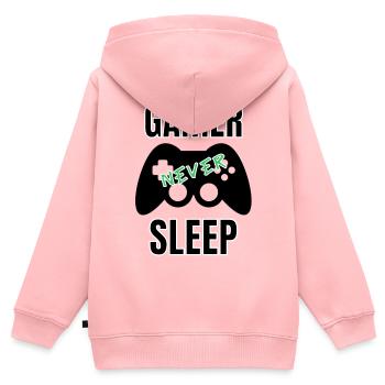 Gamer schläft nie - Kinder Premium Organic Zip Hoodie - Rosa - Hinten - AI Model Kid Female (0cm)