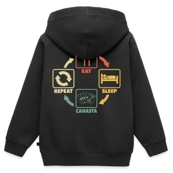 Canasta Spiel Kartenspiel spielen Eat Sleep - Kinder Premium Organic Zip Hoodie - Schwarz - Hinten - AI Model Kid Male (0cm)