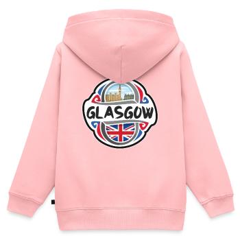 Glasgow Royaume-Uni Royaume-Uni Drapeau Souvenir de voyage Bad - Sweat Premium à capuche zippé enfant bio - rose - Dos - AI Model Kid Female (0cm)