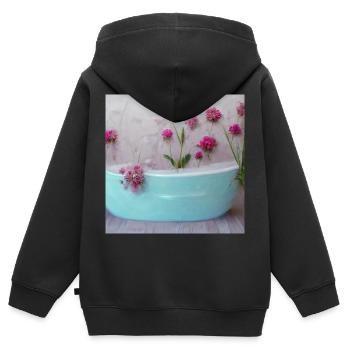 Fleurs dans la baignoire Rose Magnifique - Sweat Premium à capuche zippé enfant bio - noir - Dos - AI Model Kid Male (0cm)