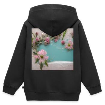 Fleurs dans la baignoire Pink Beautiful III - Sweat Premium à capuche zippé enfant bio - noir - Dos - AI Model Kid Male (0cm)