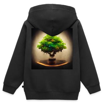 Arbre de Vie Photoréaliste - Sweat Premium à capuche zippé enfant bio - noir - Dos - AI Model Kid Male (0cm)
