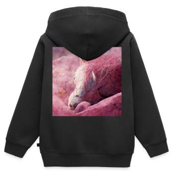 Bébé cheval gît sur le sol Rosa II - Sweat Premium à capuche zippé enfant bio - noir - Dos - AI Model Kid Male (0cm)