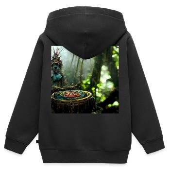 Schameneim Jungle - Sweat Premium à capuche zippé enfant bio - noir - Dos - AI Model Kid Male (0cm)