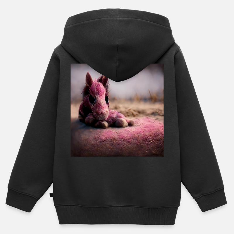 Bébé cheval couché sur le sol Rosa IV - Sweat Premium à capuche zippé enfant bio - noir