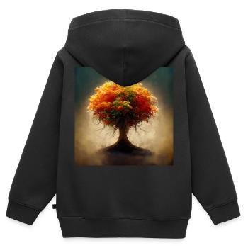 Arbre de Vie Photoréaliste III - Sweat Premium à capuche zippé enfant bio - noir - Dos - AI Model Kid Male (0cm)