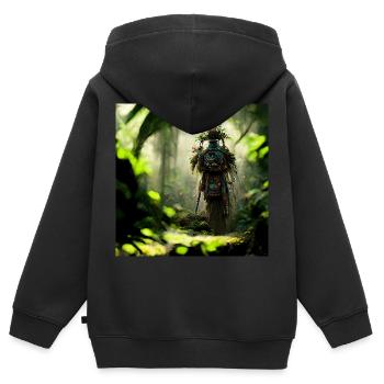Hontes dans la jungle - Sweat Premium à capuche zippé enfant bio - noir - Dos - AI Model Kid Male (0cm)